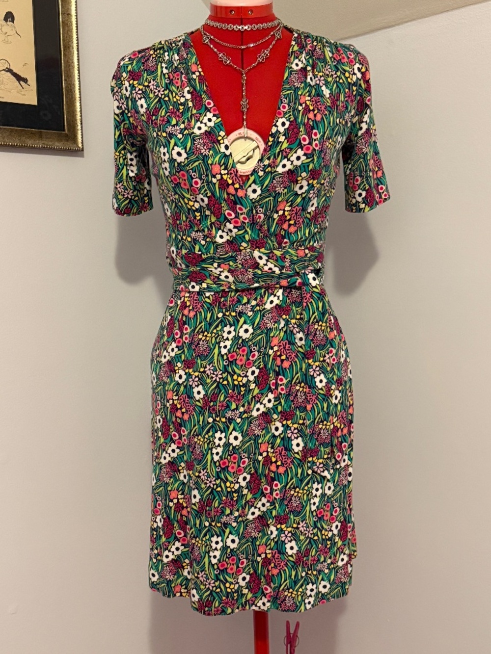 Lilly Pulitzer wrap dress Multi color Ditsy Floral Blossom XS X-small 2